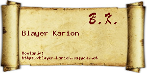 Blayer Karion névjegykártya